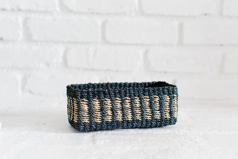 Black and natural woven all purpose rectangle basket