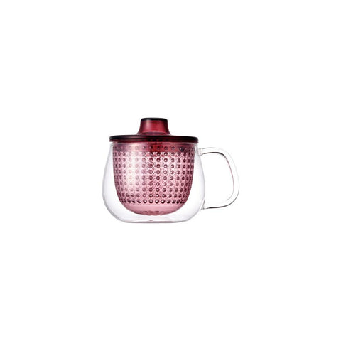 wine pink colored infuser and glass mug combo by kinto