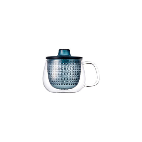 Blue kinto mug infuser and glass mug combo