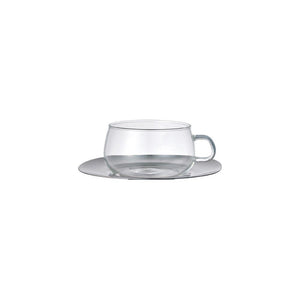 UNITEA Glass Cup & Stainless Saucer
