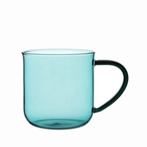 Jade Green Glass 12 oz Clear Mug