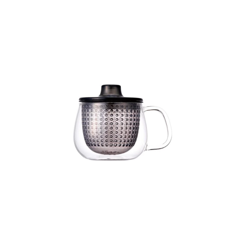 grey colored infuser and glass mug combo by kinto